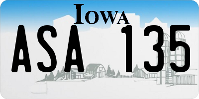 IA license plate ASA135