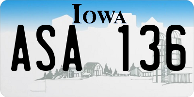 IA license plate ASA136