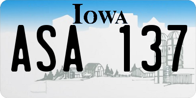 IA license plate ASA137