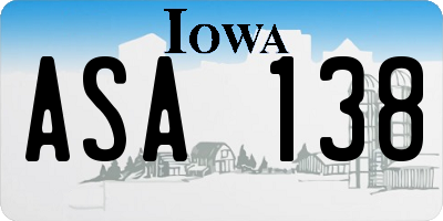 IA license plate ASA138