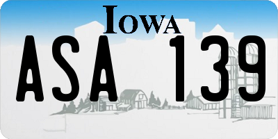 IA license plate ASA139