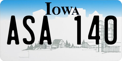 IA license plate ASA140