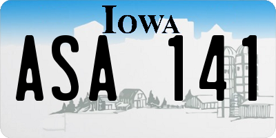 IA license plate ASA141