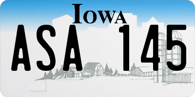 IA license plate ASA145