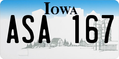 IA license plate ASA167