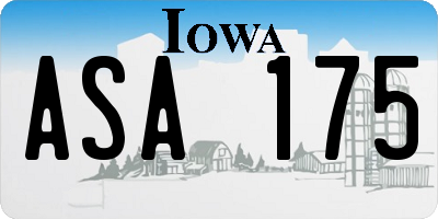 IA license plate ASA175