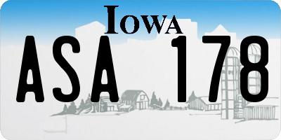 IA license plate ASA178