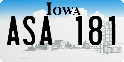 IA license plate ASA181