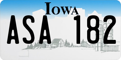 IA license plate ASA182
