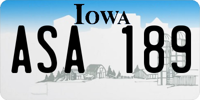 IA license plate ASA189