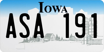 IA license plate ASA191