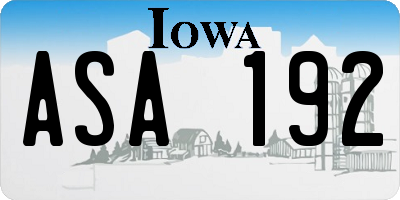 IA license plate ASA192