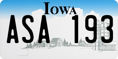 IA license plate ASA193