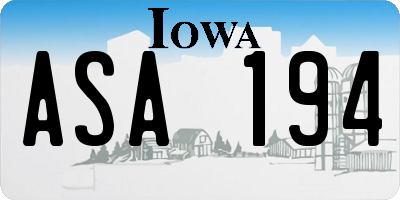 IA license plate ASA194