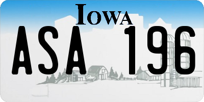 IA license plate ASA196