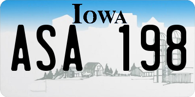 IA license plate ASA198