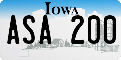 IA license plate ASA200