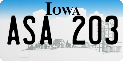 IA license plate ASA203