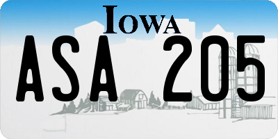 IA license plate ASA205