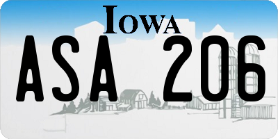 IA license plate ASA206