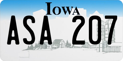 IA license plate ASA207