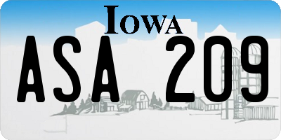 IA license plate ASA209