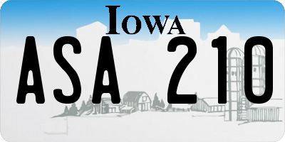 IA license plate ASA210