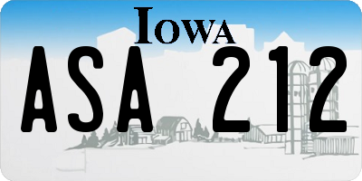 IA license plate ASA212