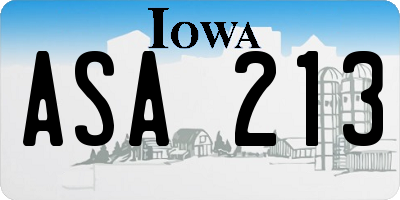 IA license plate ASA213