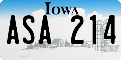 IA license plate ASA214