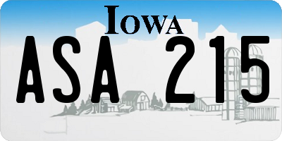 IA license plate ASA215