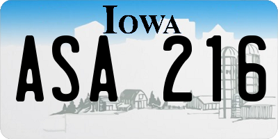 IA license plate ASA216