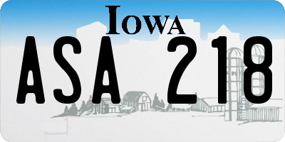IA license plate ASA218