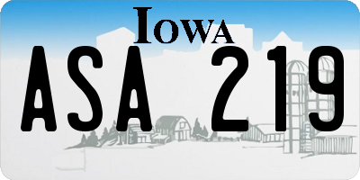 IA license plate ASA219