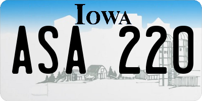 IA license plate ASA220