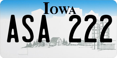 IA license plate ASA222