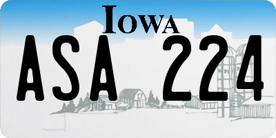 IA license plate ASA224