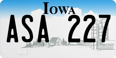 IA license plate ASA227