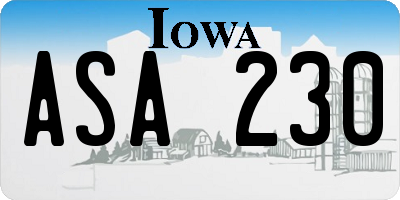 IA license plate ASA230