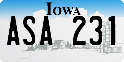 IA license plate ASA231