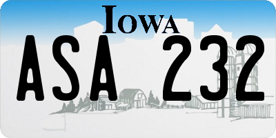 IA license plate ASA232