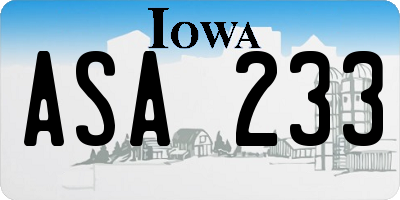 IA license plate ASA233