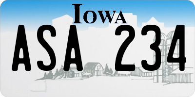 IA license plate ASA234