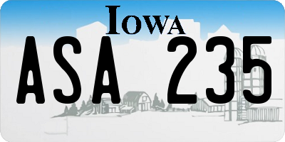 IA license plate ASA235