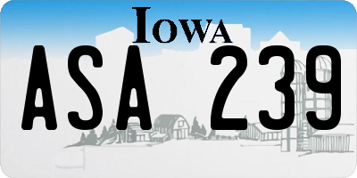 IA license plate ASA239