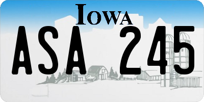 IA license plate ASA245