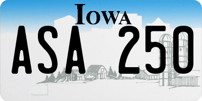IA license plate ASA250
