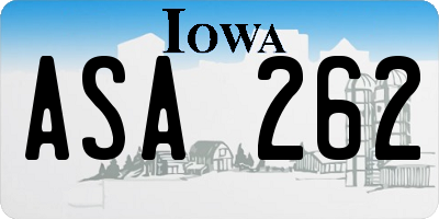 IA license plate ASA262