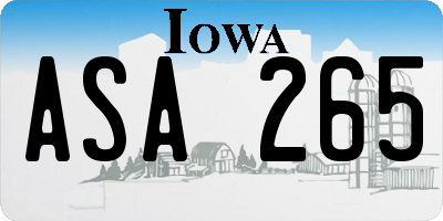 IA license plate ASA265