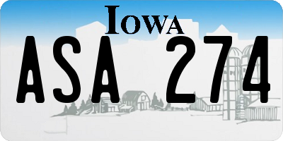 IA license plate ASA274